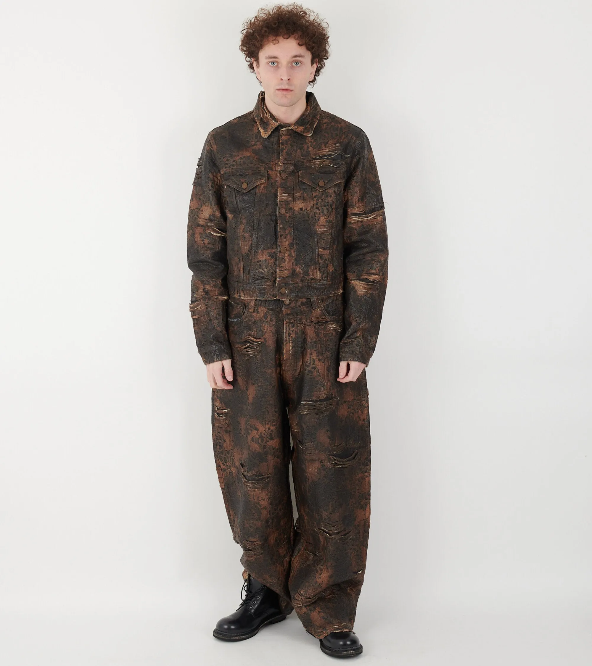 2023 Distressed Super Baggy Fit Jeans Brown