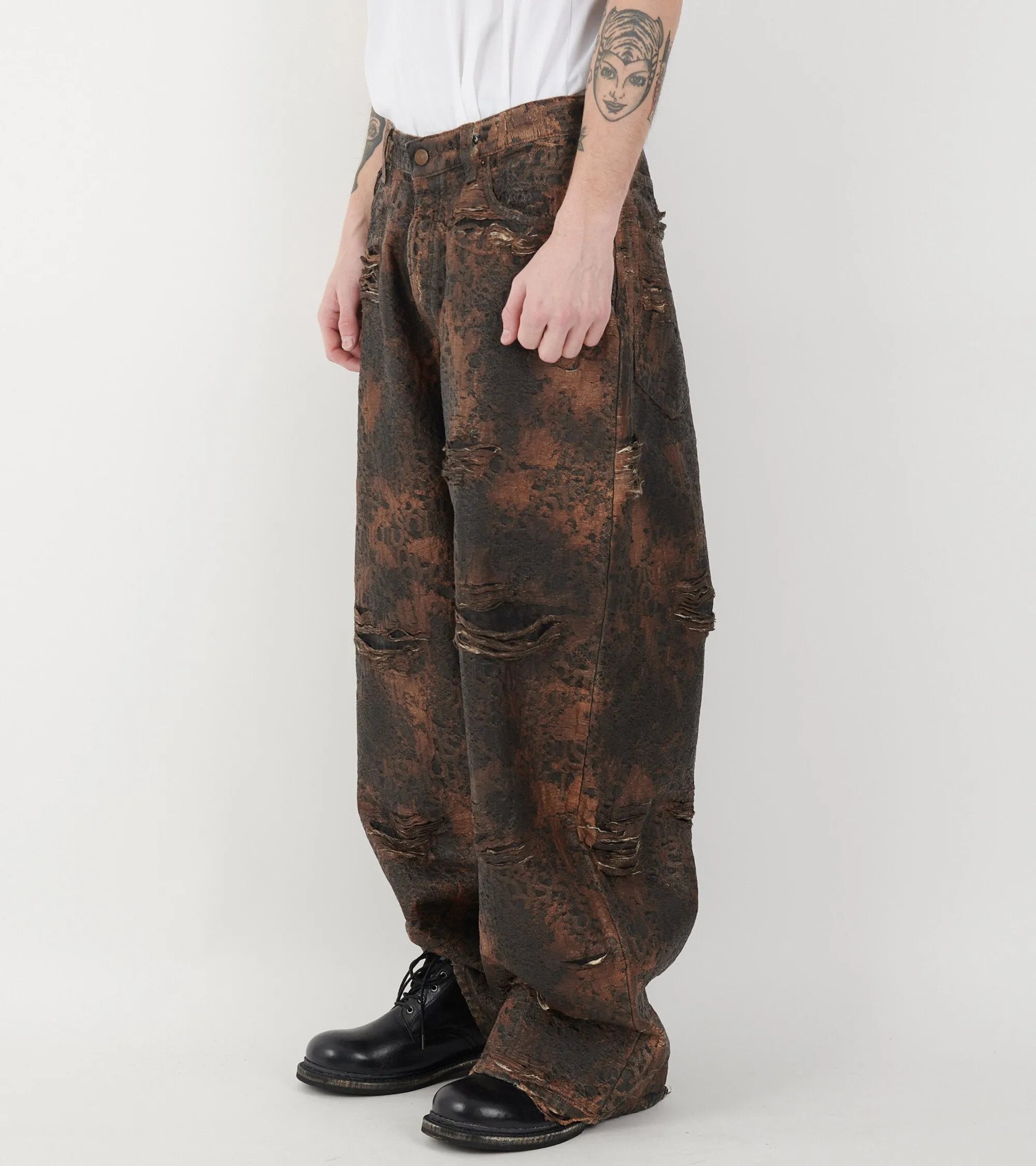 2023 Distressed Super Baggy Fit Jeans Brown