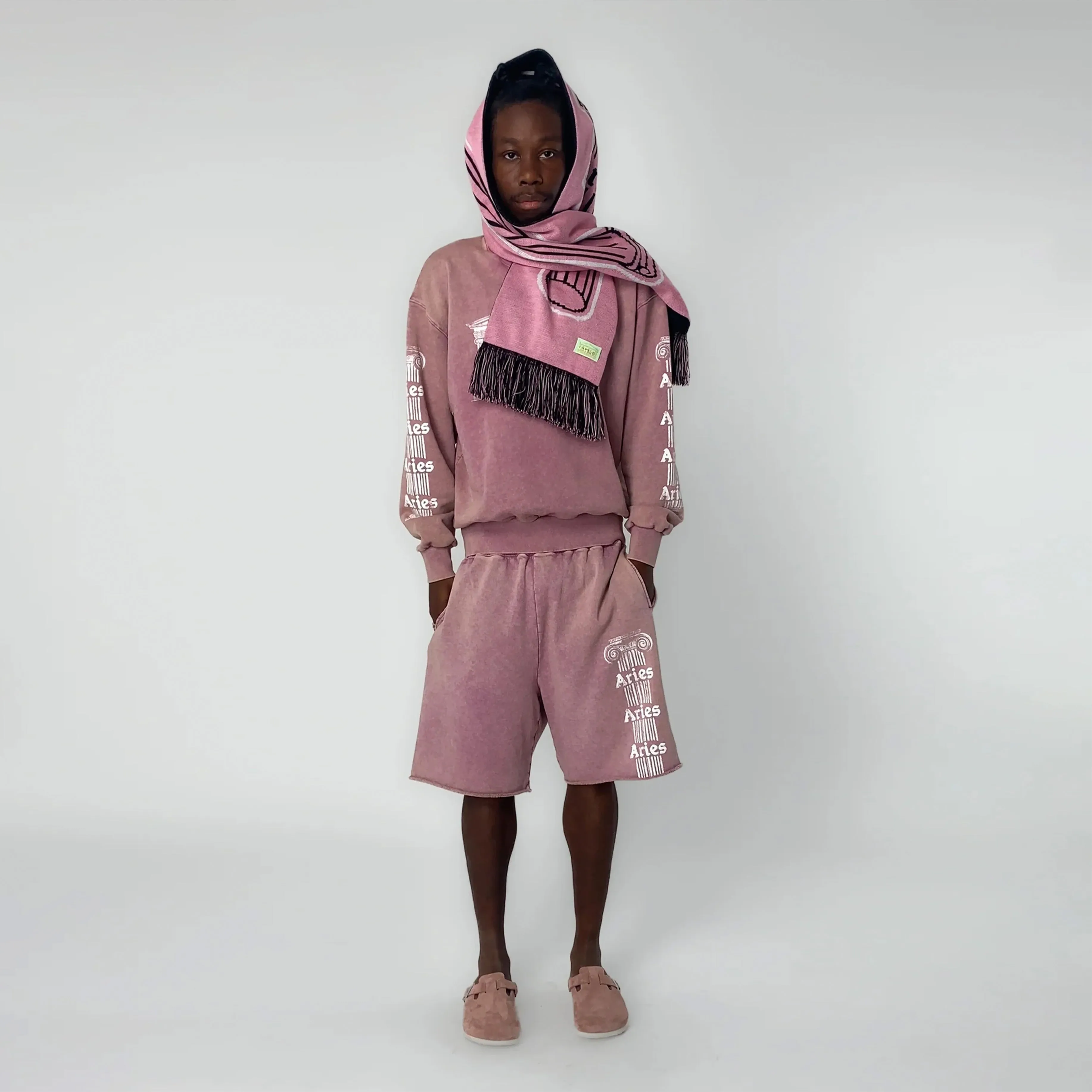 Aries Womens Aged Ancient Column Sweat Pink