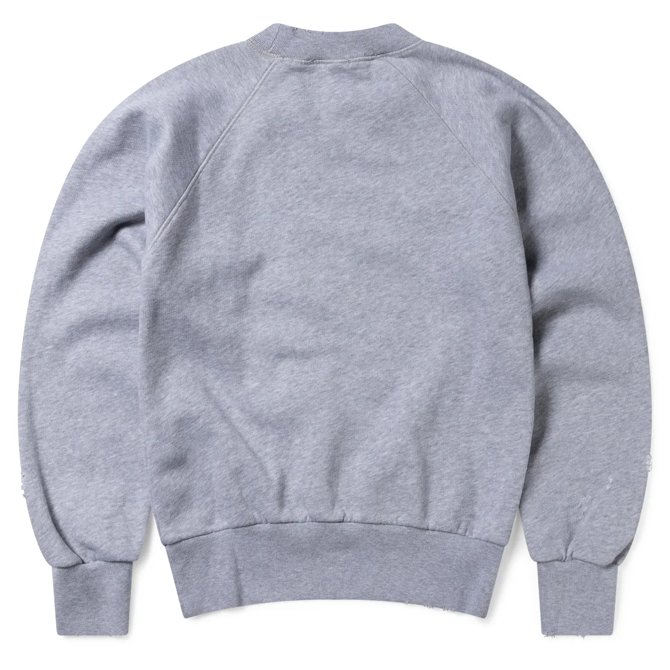 Aries Womens Destroyed Weedie Pie Raglan Sweat Light Grey Marl