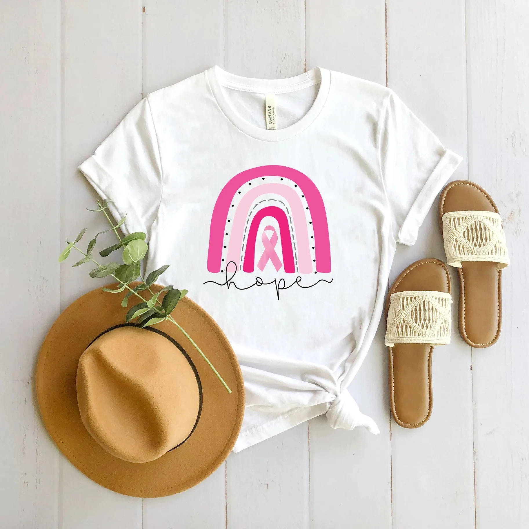 Breast Cancer Rainbow Short Sleeve Graphic Tee