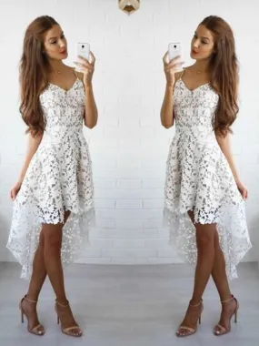 Bridelily A-Line Lace Spaghetti Straps Sleeveless Short/Mini With Layers Dresses