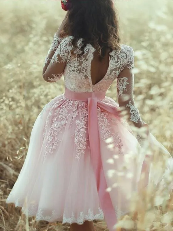 Bridelily A-Line Tulle Sweetheart Sleeveless Short/Mini With Lace Dresses