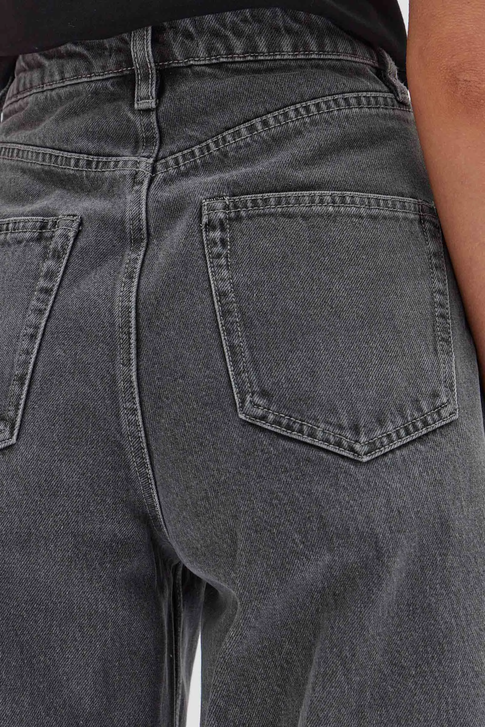DISTRESSED HEM WIDE LEG | CHARCOAL