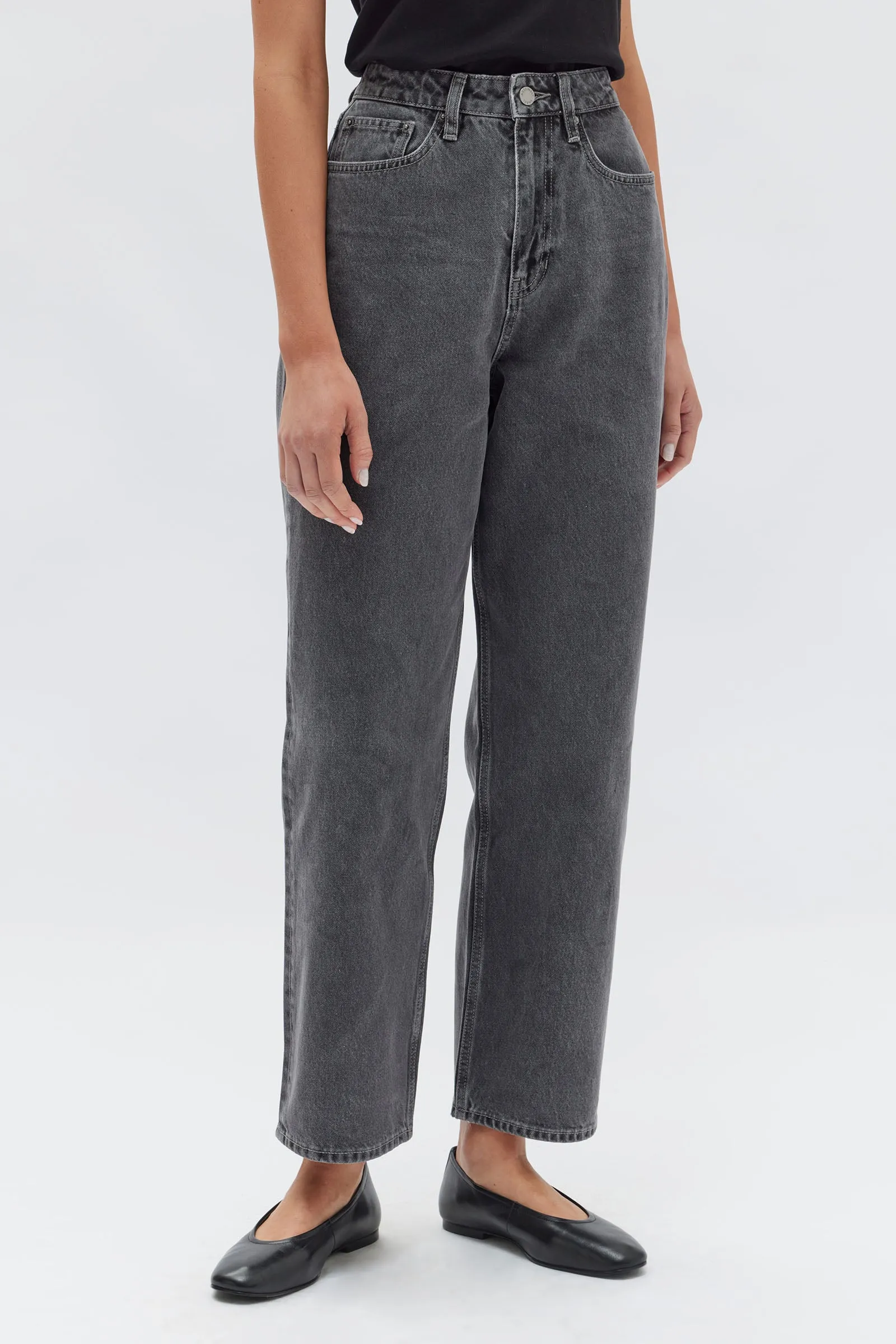 DISTRESSED HEM WIDE LEG | CHARCOAL