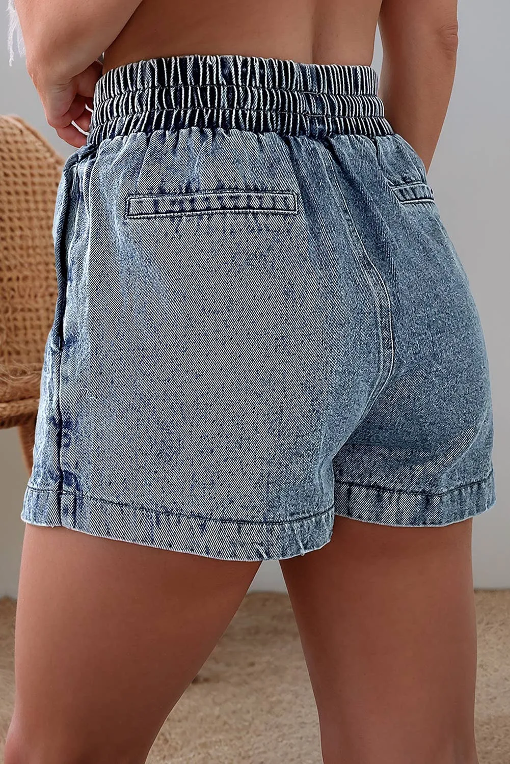 Drawstring Denim Shorts