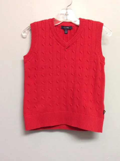 E.LAND Size 6 Red Cableknit Cotton Boys Sweaters & Vests