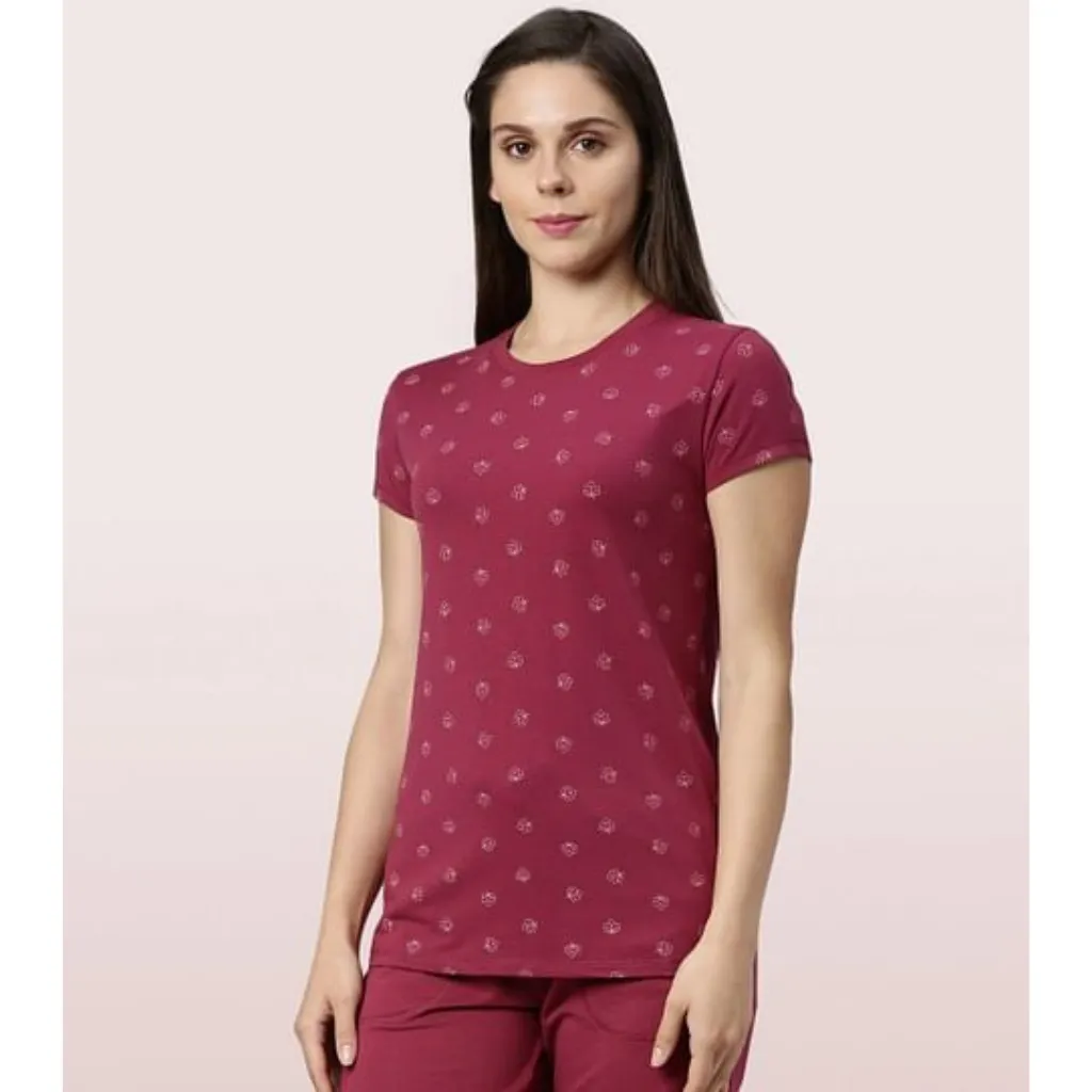 Enamor-E247 BASIC CREW TEE â€“ PRINTED | SHORT SLEEVE CREW NECK STRETCH COTTON TEE