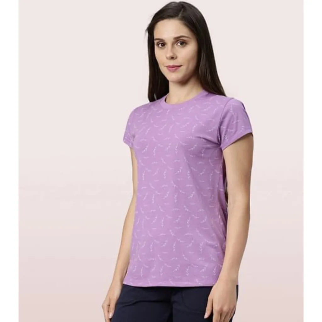 Enamor-E247 BASIC CREW TEE â€“ PRINTED | SHORT SLEEVE CREW NECK STRETCH COTTON TEE