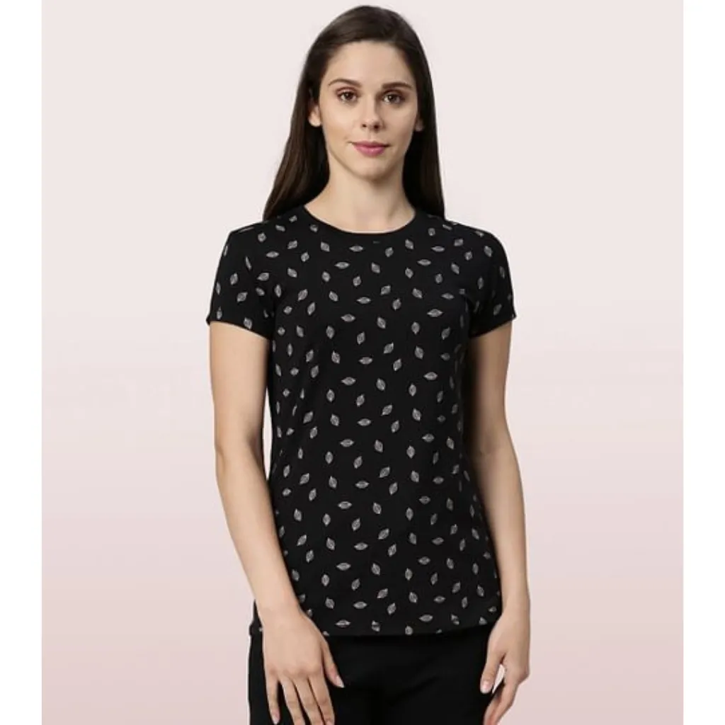 Enamor-E247 BASIC CREW TEE â€“ PRINTED | SHORT SLEEVE CREW NECK STRETCH COTTON TEE