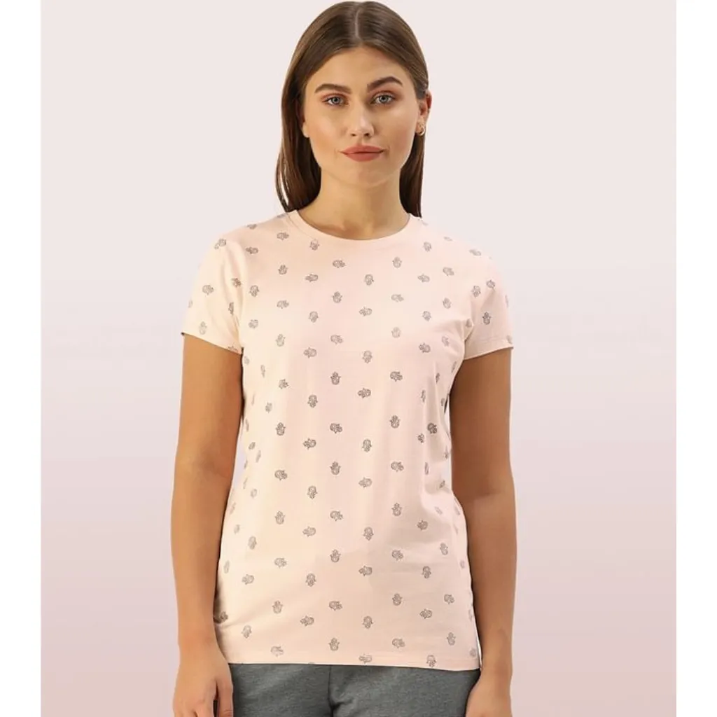 Enamor-E247 BASIC CREW TEE â€“ PRINTED | SHORT SLEEVE CREW NECK STRETCH COTTON TEE