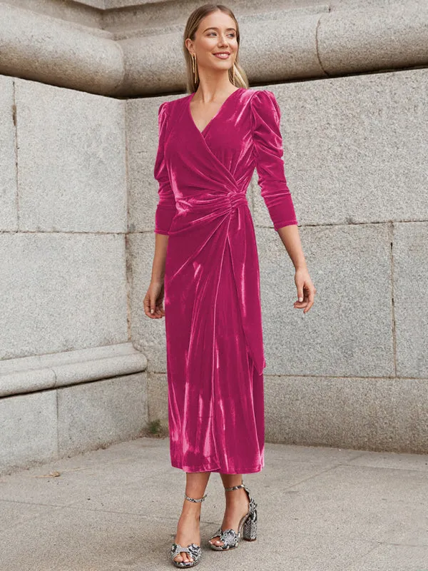 Fall/Winter Elegant: Robe Velvet Midi Dress, Perfect for Any Event