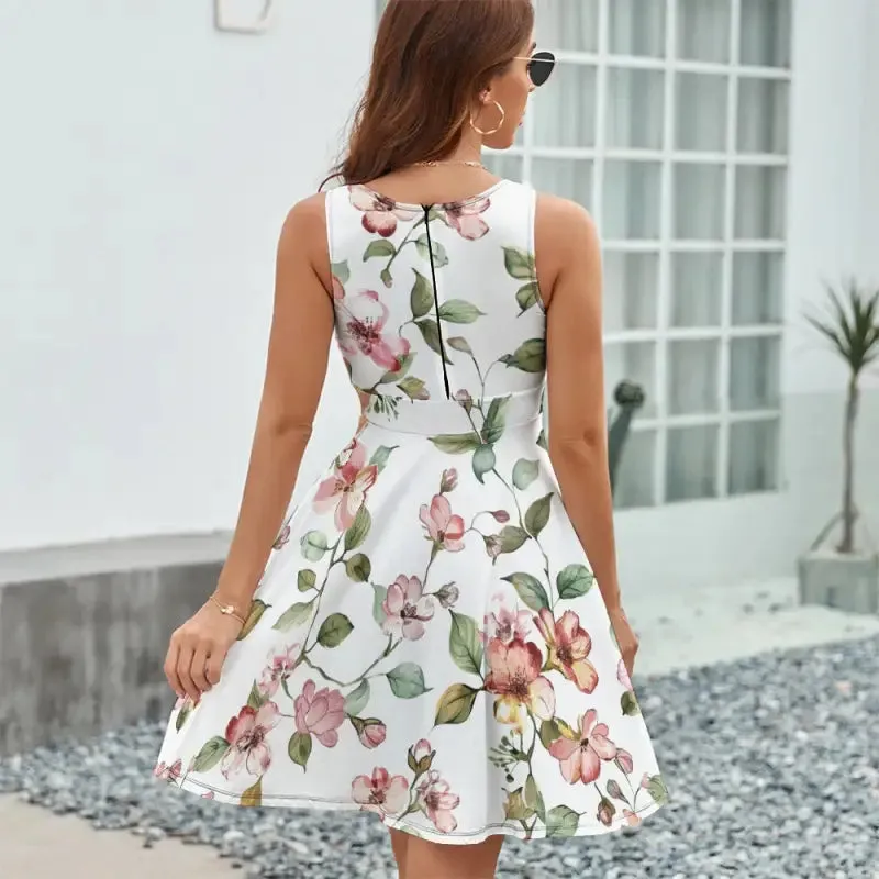 Floral Fun Awaits in Our White Floral Sleeveless Dress