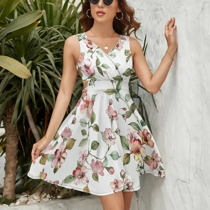 Floral Fun Awaits in Our White Floral Sleeveless Dress