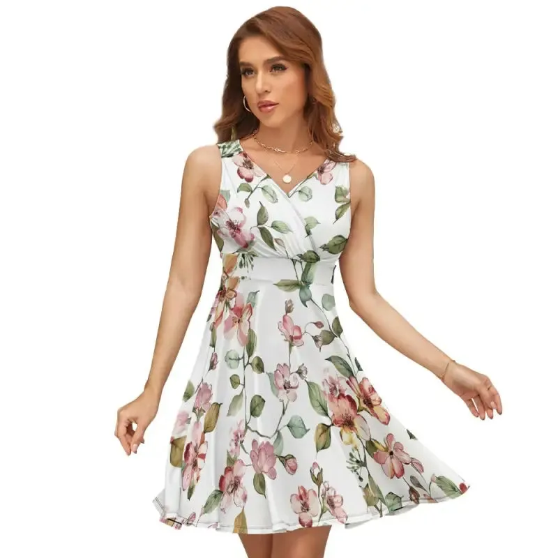 Floral Fun Awaits in Our White Floral Sleeveless Dress