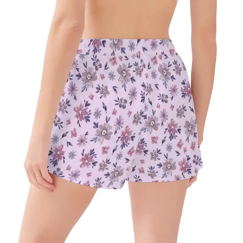 Get Your Chill On with Purple Floral Casual Beach Shorts