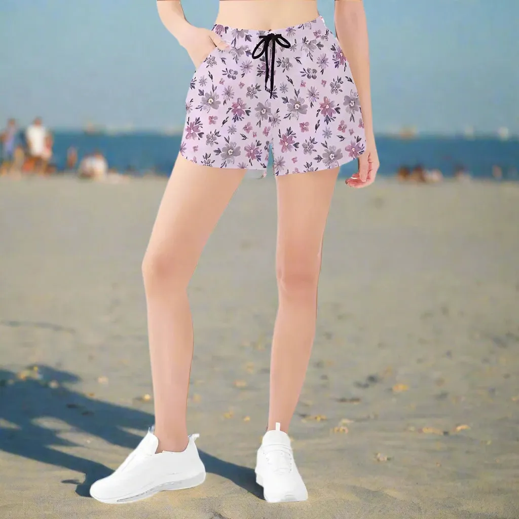 Get Your Chill On with Purple Floral Casual Beach Shorts