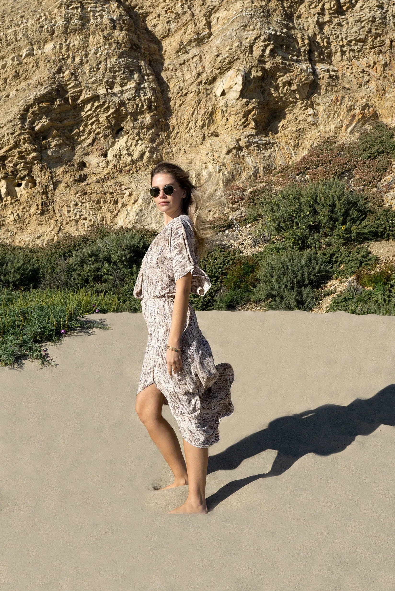 Joey Maxi Dress - Ecru Snake