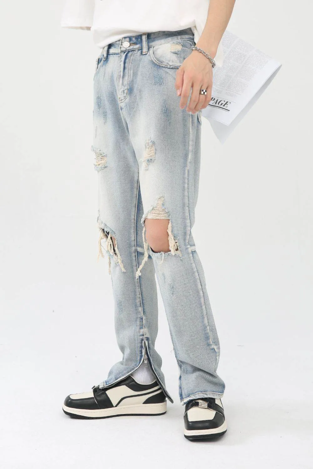 Men's Distressed Slit Jeans