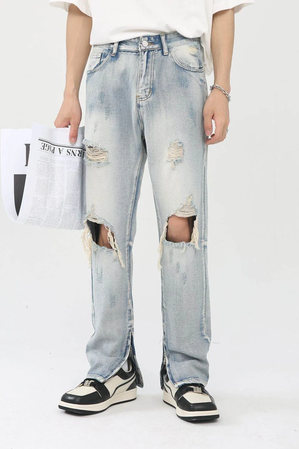 Men's Distressed Slit Jeans