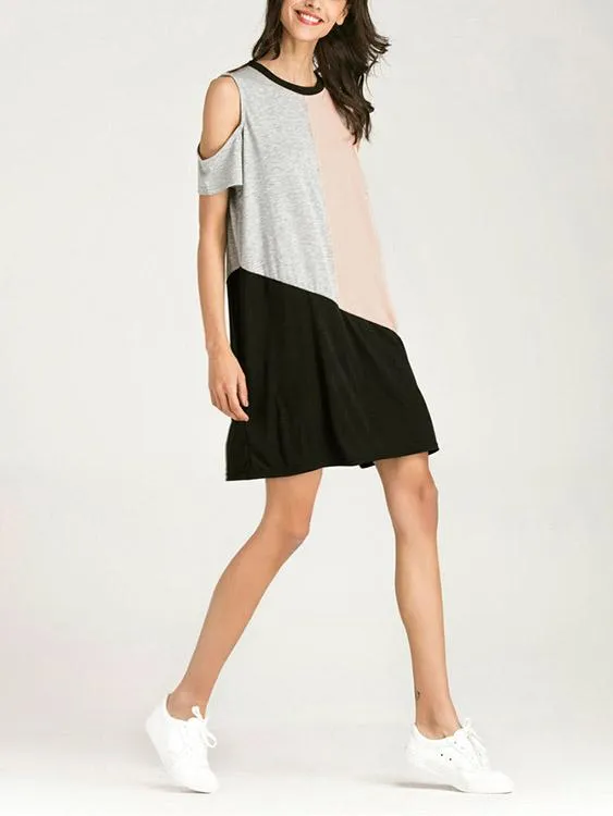Wholesale Cold Shoulder Short Sleeve Mini Dress
