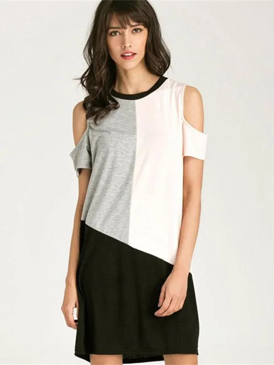 Wholesale Cold Shoulder Short Sleeve Mini Dress