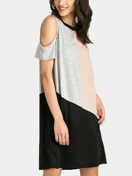 Wholesale Cold Shoulder Short Sleeve Mini Dress