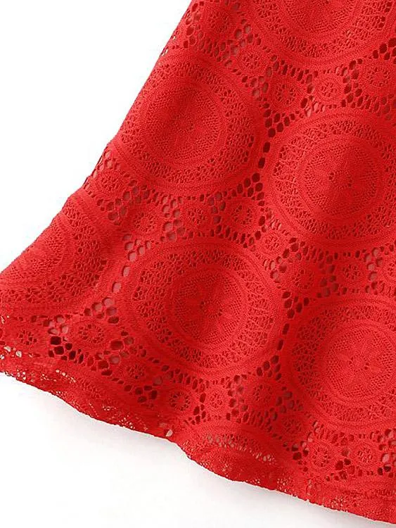 Wholesale Crew Neck Lace Short Sleeve Mini Dress