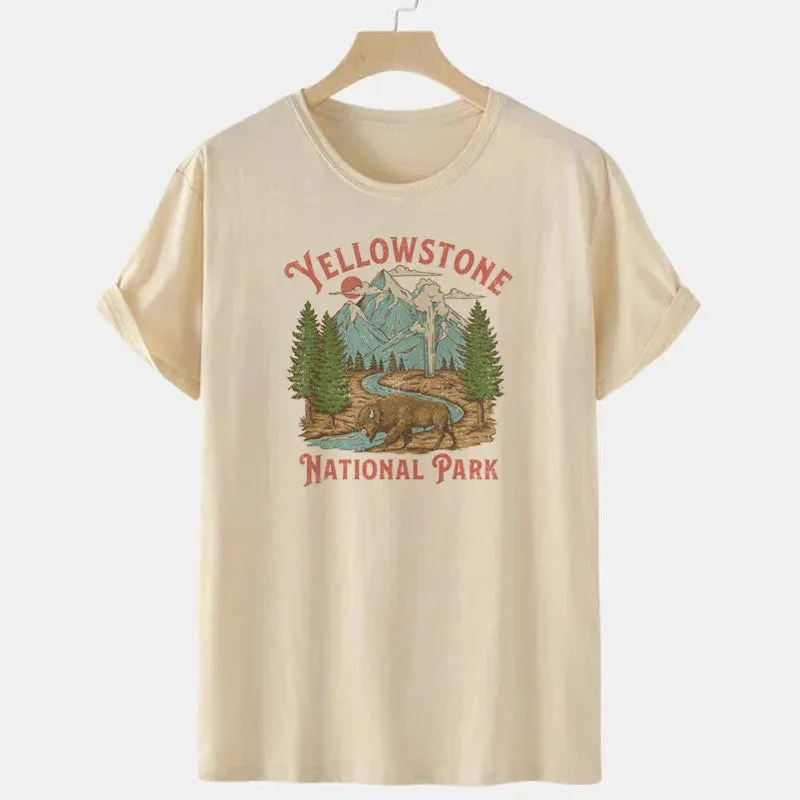 Yellowstone Mountain Stylish Adventure Graphic Tee